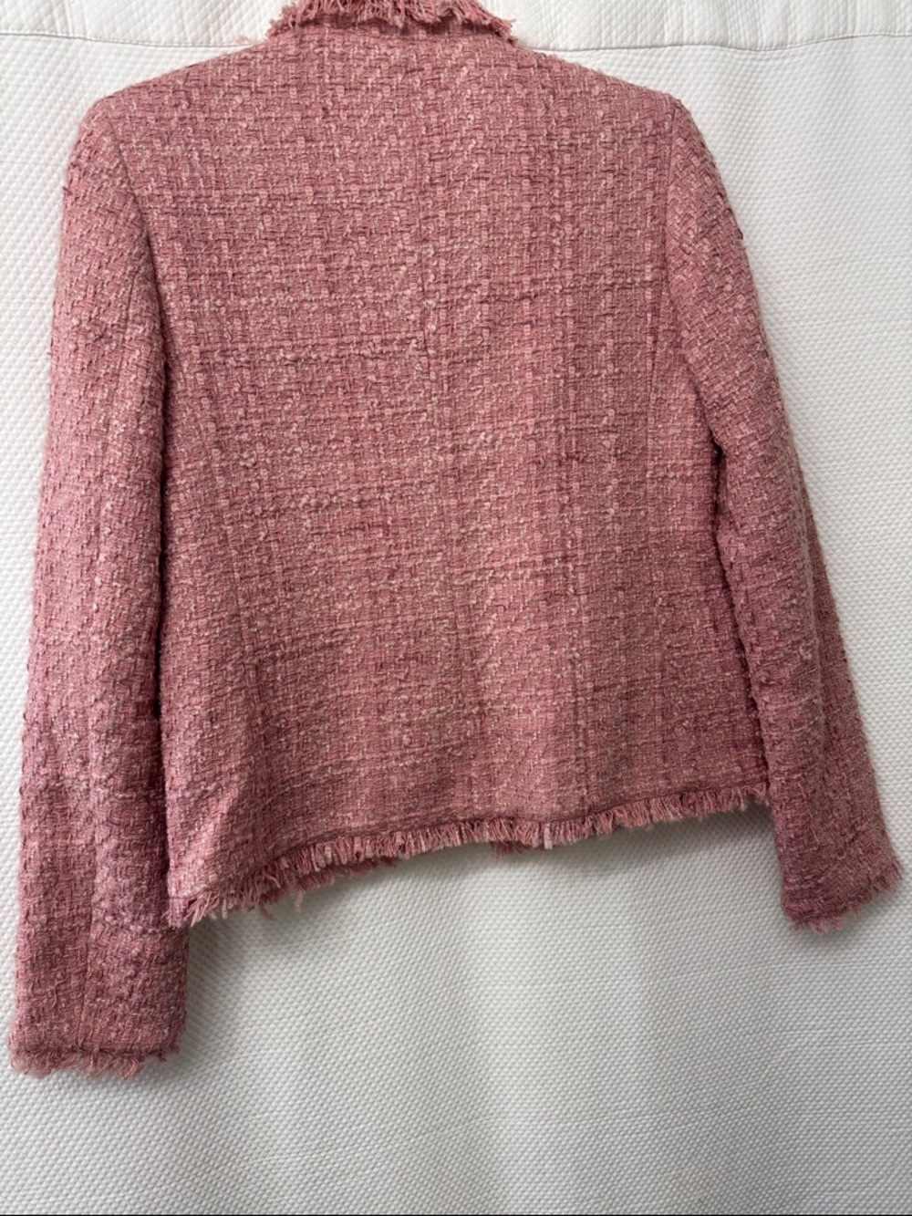 Express Pink Tweed Fringed Pocket Blazer - Picture 5 of 9
